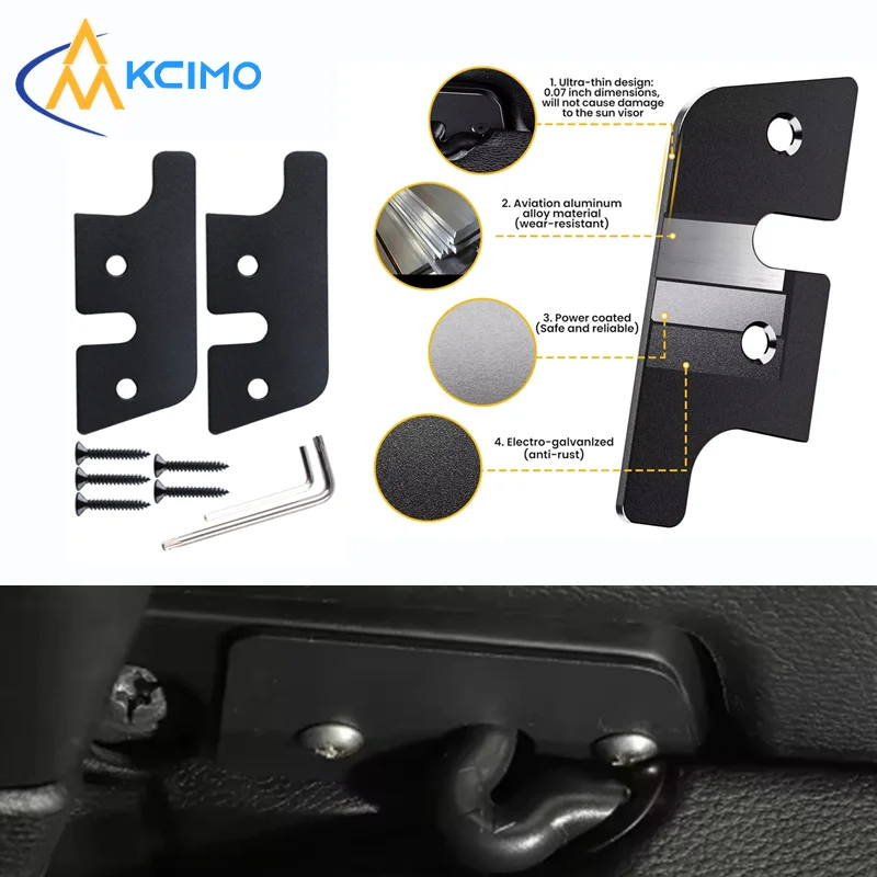 Premium Aircraft Grade Aluminum Sun Visor Repair Kit For Jeep Wrangler JK 2018 / JL JLU 2018-2023 / Gladiator JT 2020-2023
