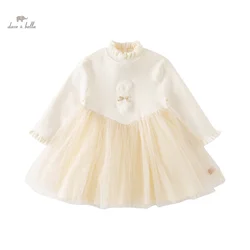 Dave Bella Girl's Dress Children's Autumn Princess Dress Sweater Charm Sweet Classy Fashion Mesh Party DB3237319