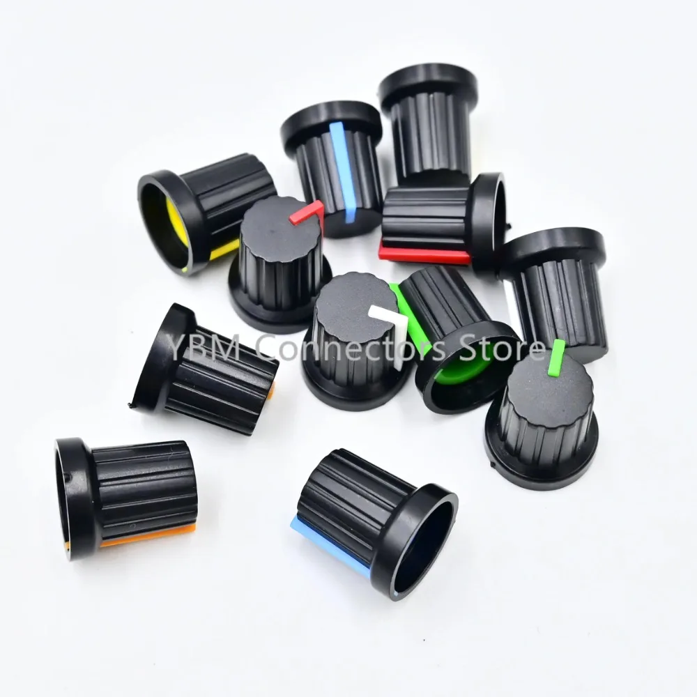 Newest !! Hot Sale 6mm Shaft Hole Dia Plastic Threaded Knurled Potentiometer Knobs Caps