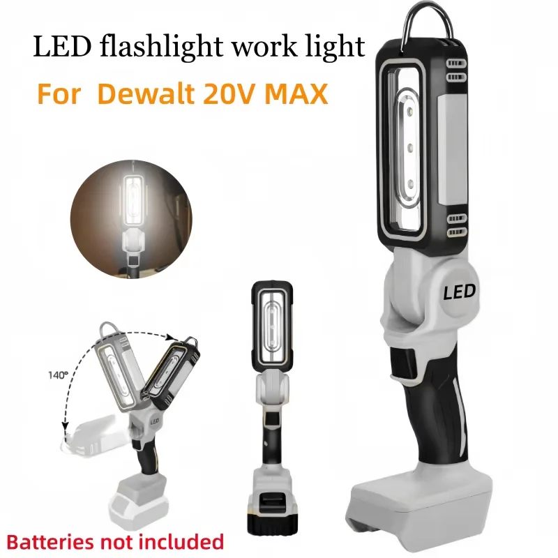 Cordless LED work light 1000LM for Dewalt 20V MAX lithium battery,140-degree rotation, suitable for camping and outdoor lighting