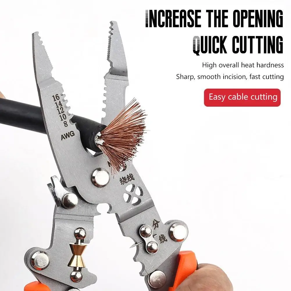 

Foldable Boutique 12 In 1 Universal Wire Stripping Pliers Multifunctional Peeling Separating Winding Pressing Cutting Wires