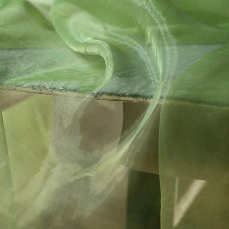 No. 4 Grass Green High-density Organza Silky Smooth Semi Transparent Creative Handmade Fluffy Skirt Designer Fabric