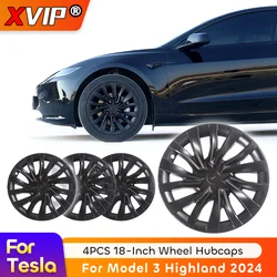 XVIP 4PCS Hubcap For Tesla Model 3 Highland 2024 18 Inch Full Edge Wrapping Style Wheel Cover Hub Caps Replacement Rim Protector