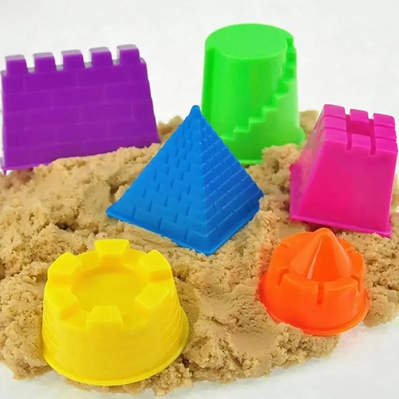 Crianças Educacional Castelo Mould Brinquedos, Areia Argila Mold, Portable Baby Building Blocks, Praia Sandcastle, 6Pcs