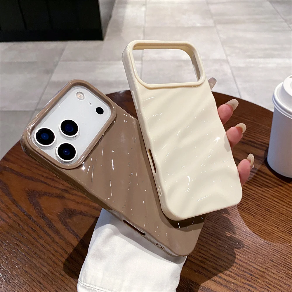 

Простый чехол для телефона с матовым волнистым узором для iPhone 17 Air 16e 16 15 14 Plus 13 12 11 Pro Max 7 8 SE 2020 2022 Противоударный чехол