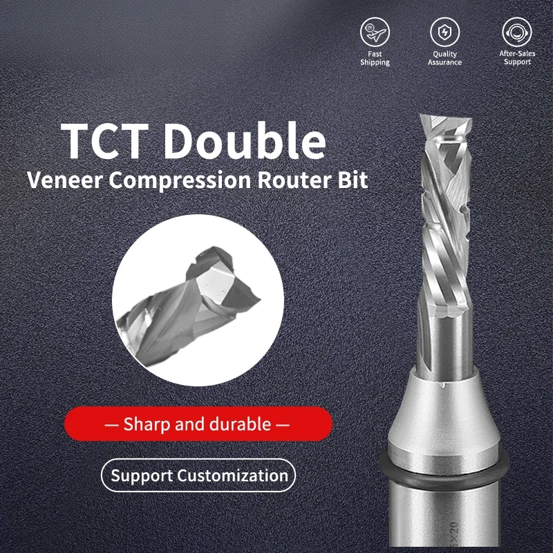 

TCT Straight Compression Router Bit Double Veneer Cutter 12.7mm Shank Up & Down Engraving Cutter for Wood MDF
