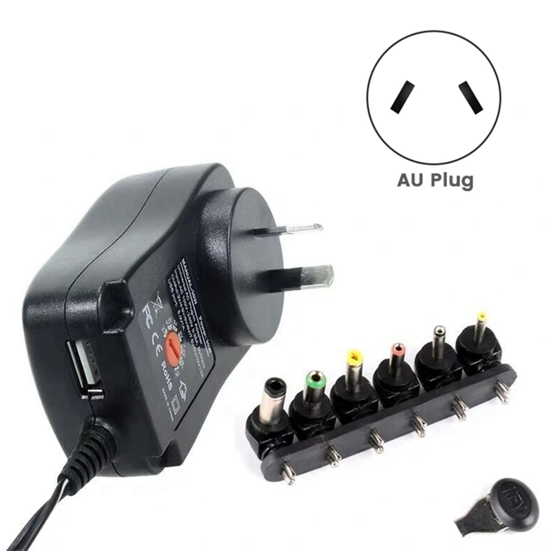 Power Adapter 3-12V Adjustable Voltage Power Adapter USB2.1A 30W Multi-Use Switching Power Supply