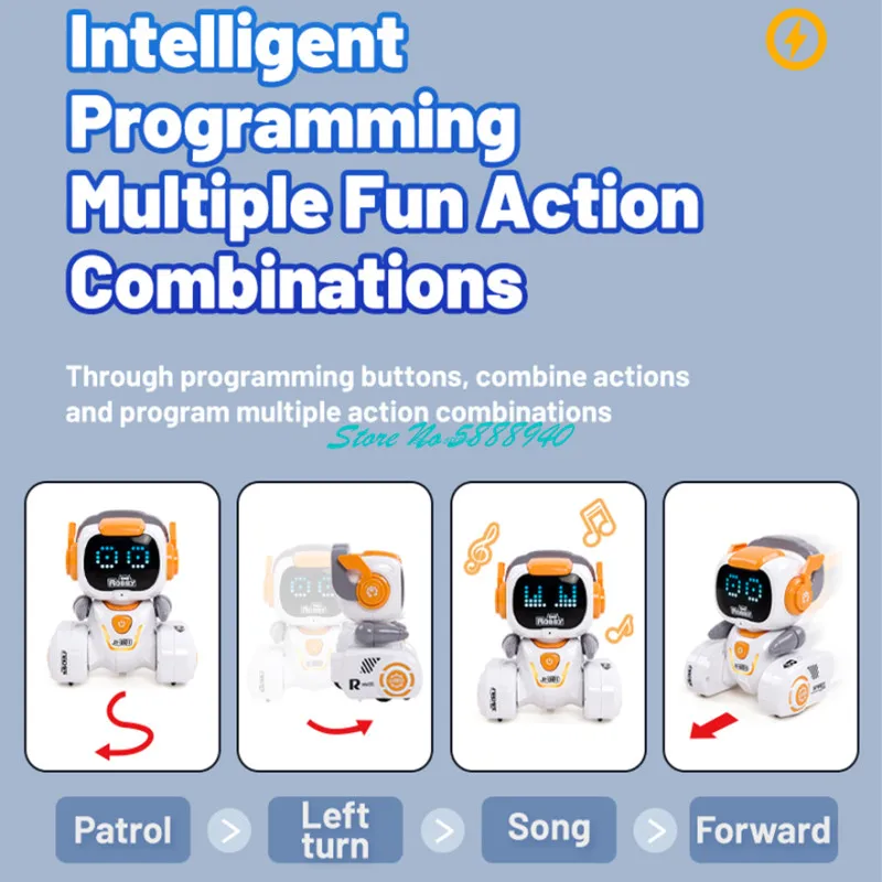 Intelligent Educational Cartoon Remote Control Robot Toy 2.4G Touch Sensing LED lights Auto Demo Sing Dancing Small RC Robot Toy