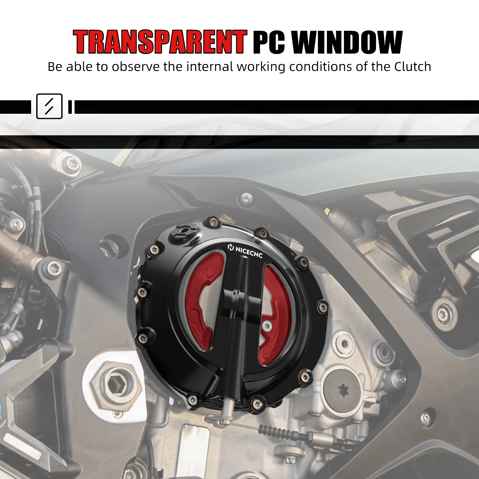 For BMW S1000RR 2019-2024 S1000R 2022-2024 S1000XR M1000RR 2021-2024 Motorcycle Engine Clear Clutch Cover