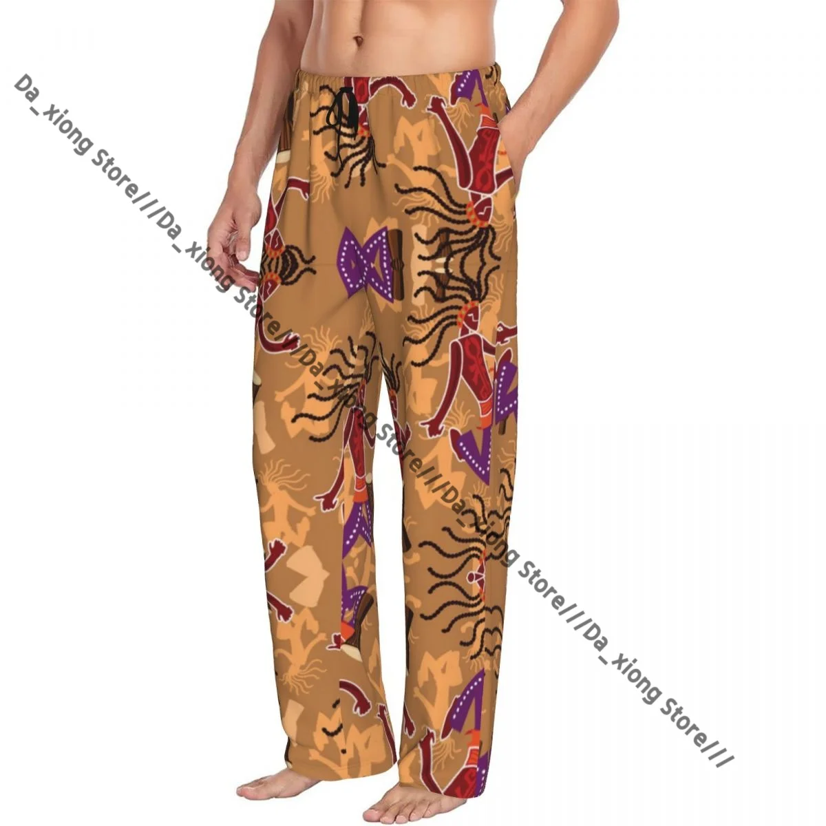 

Men's Casual Pajama Sleeping Pants Abstract Asian Of Drum Player Lounge Loose Trousers Comfortable Nightwear