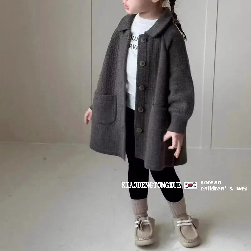 Girls Woolen Coat Overcoat Jacket Windbreak 2023 Sweet Warm Thicken Winter Cotton Teenagers Outwear Children's Clothing