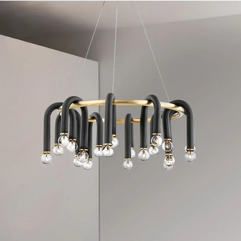 Creative Chandelier Villa Luxury U Shape Pendant Light Nordic Pendant Lights Glass Home Decor Hanging Light Chandelier Lamps