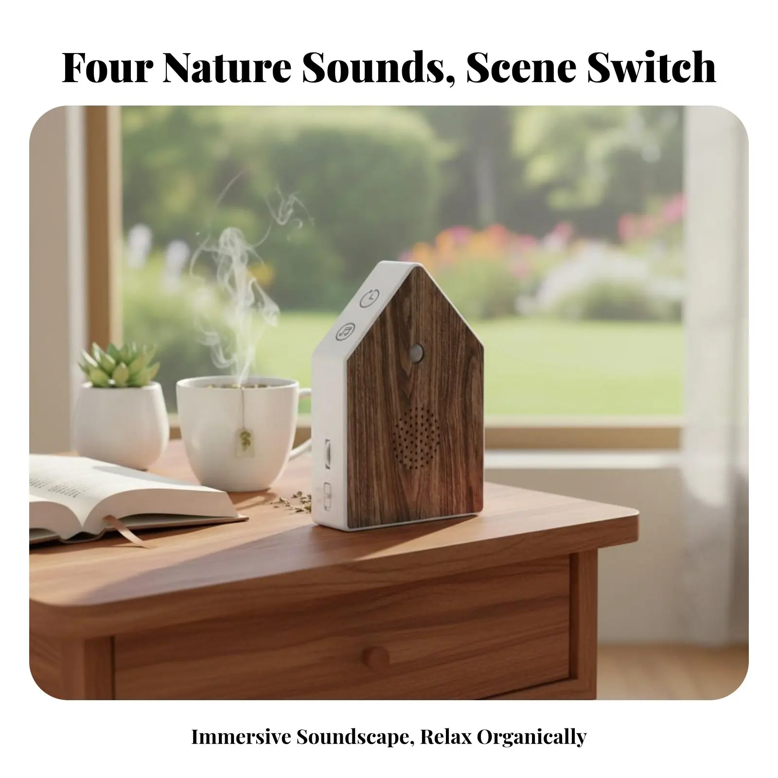 Avian Song Box Tap Control Singing Avian Box Wall-Mountable Sound Relaxation Device Nature-Inspired Design House-Shaped Sound