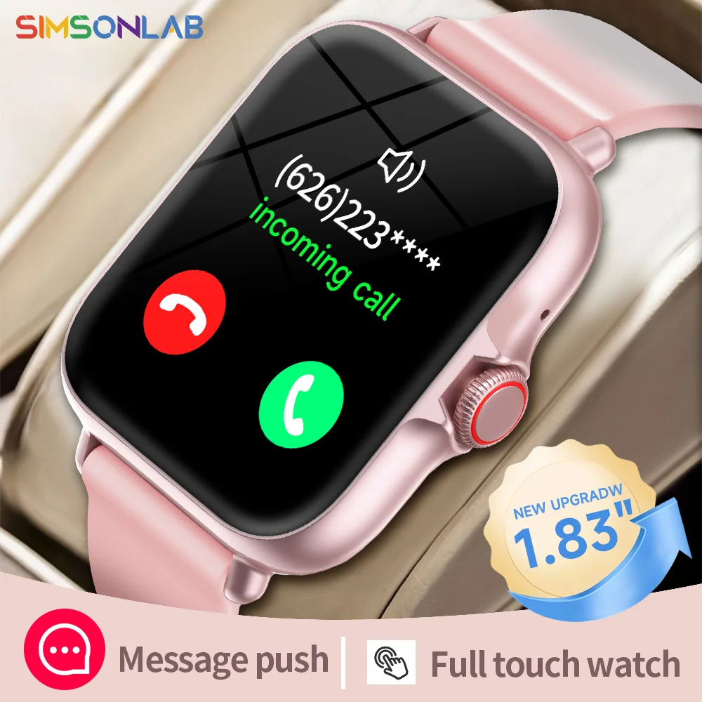 New 1.83''Screen Smartwatch Wireless Call Message Reminder Multiple Sports Modes Remote Camera Perfect Holiday Gift Men Women