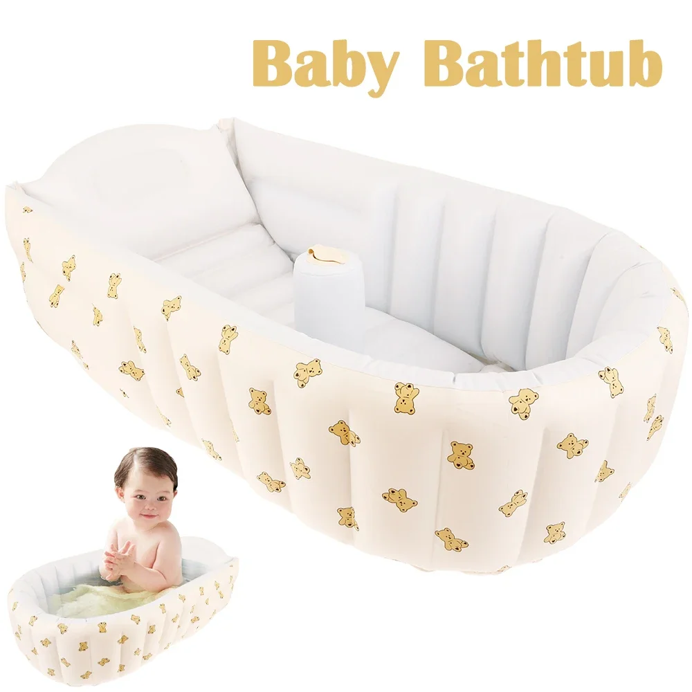 Bañera inflable para bebé, baño de PVC para niños pequeños, lavabo de ducha de viaje plegable, piscina exterior portátil, bañera antideslizante para niños