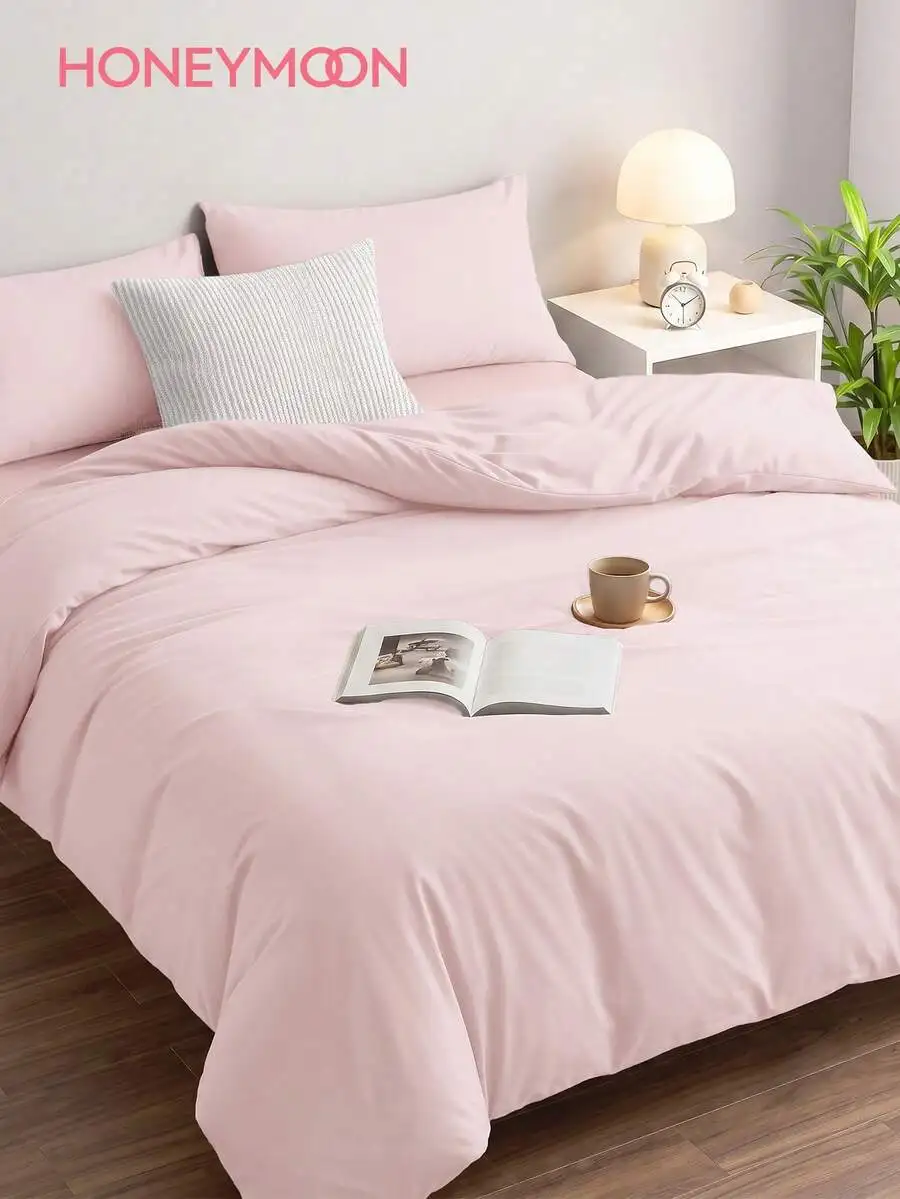HONEYMOON 2/3 Piece Ultra Soft Solid Color Duvet Cover Set, Zipper Closure & 7 Straps, Lightweight Cloud-Like Bedding, 1 Duvet C