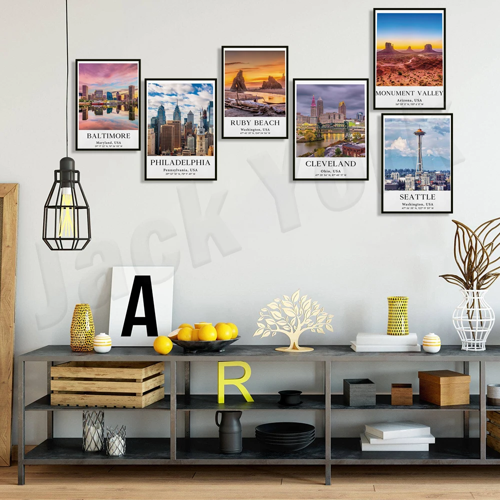 Monument Valley Arizona, California, Baltimore Maryland, Washington State, Cleveland, Cincinnati, Seattle travel poster