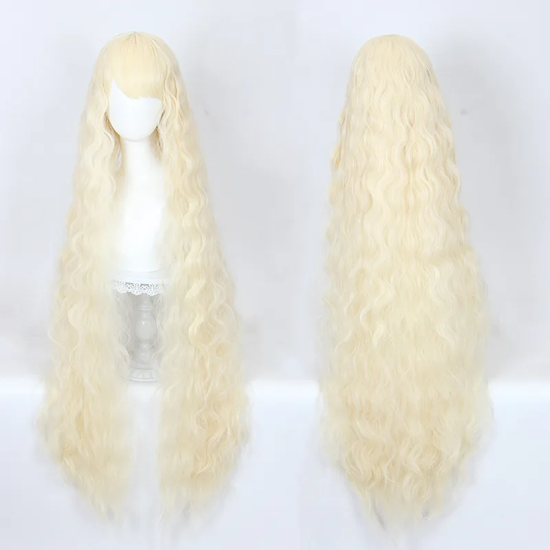 Cosplay Wig For Internet Celebrity Girls, Lolita Style, Artificial AI, Off-white Egg Roll Long Hair, 120cm.