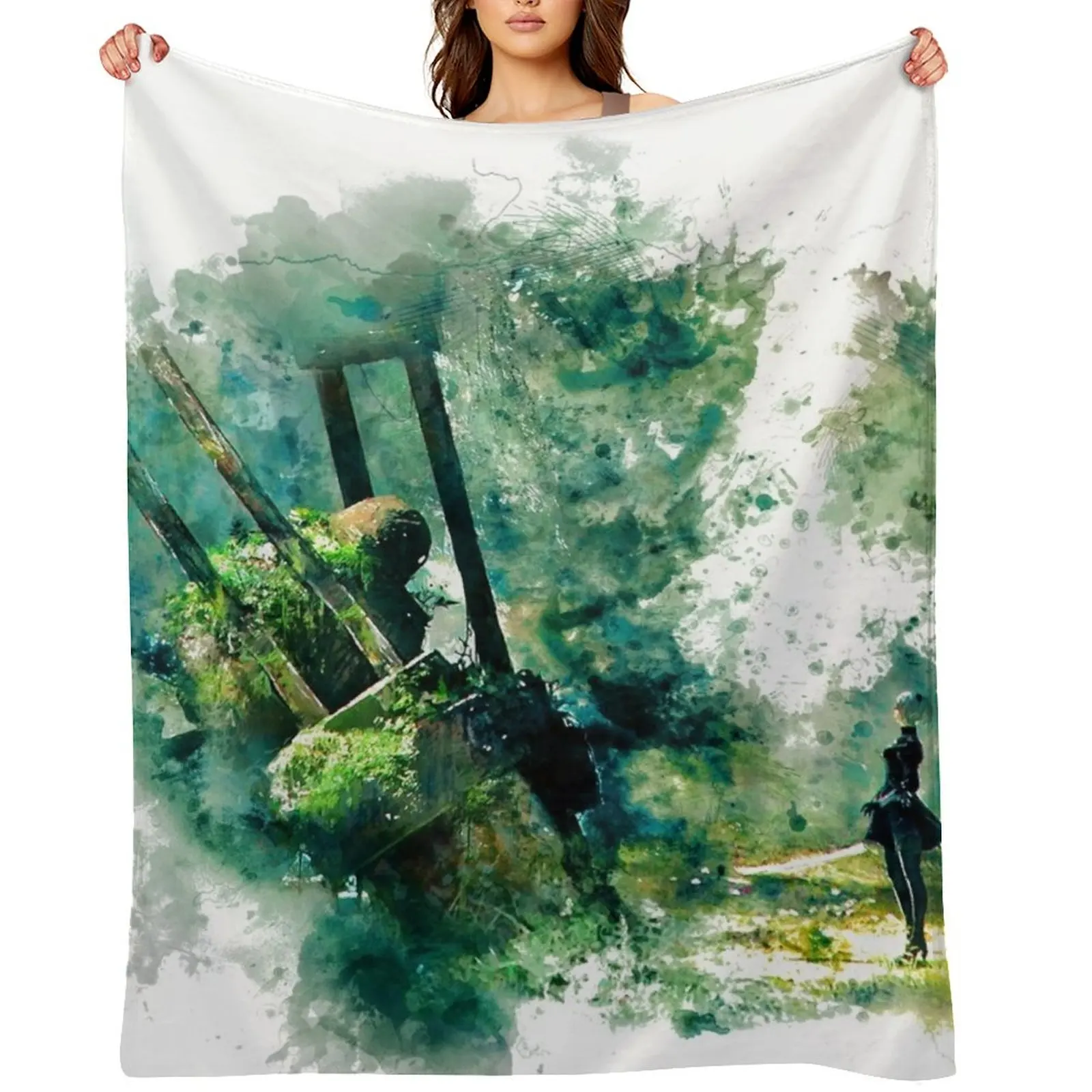 

Nier Automata Painting Throw Blanket Travel Winter beds Fashion Sofas Decorative Throw Blankets