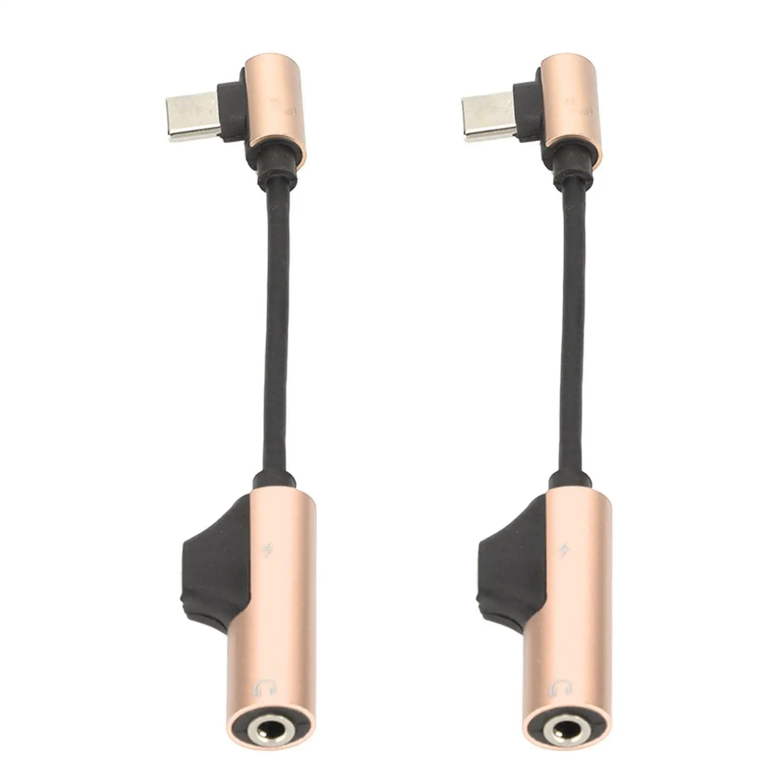 2Pcs for type C to 3.5mm Headphone Adapter Cable - Bendable 2-in-1 for Phone Tablet PC