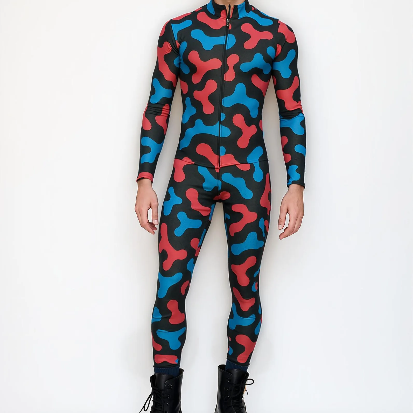 

Colorful Art Print Men Holiday Party Jumpsuit Adults Stage Perfermence Bodysuit Halloween Cosplay Carnival Cycling Zentai