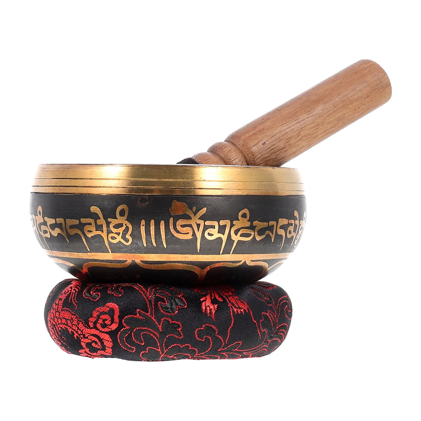 

Singing Bowl Buddha Sound Portable Meditation Copper Tibetan Yoga with Mallet Mat Ode Wood Hand Making