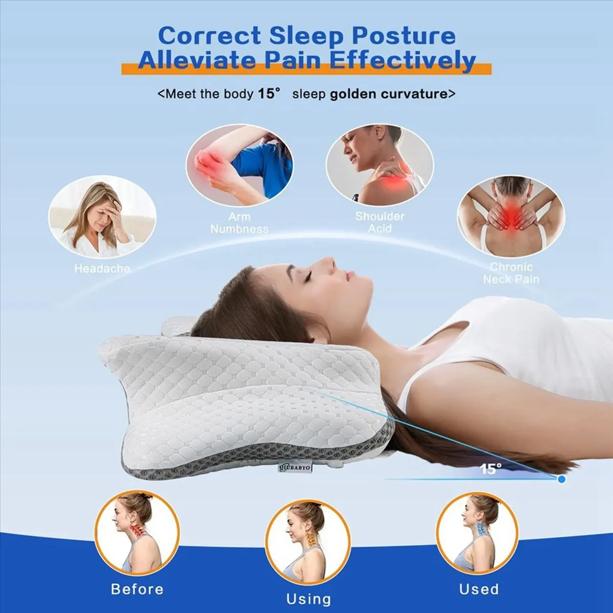AA77 NEW Pain Relief Cervical Pillow for Neck Support,Odorless Orthopedic Memory Foam ,Contour Bed Back Sleeper