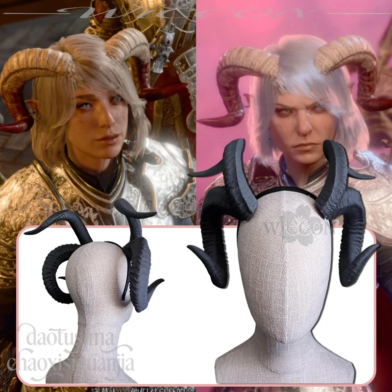 

Alora Furry Furrsuit Sheep Demon Headwear 3D Polylactic Acid Horn Props Accessories 코스프레 Punk Headdress Cosplay Anime Game Bg3