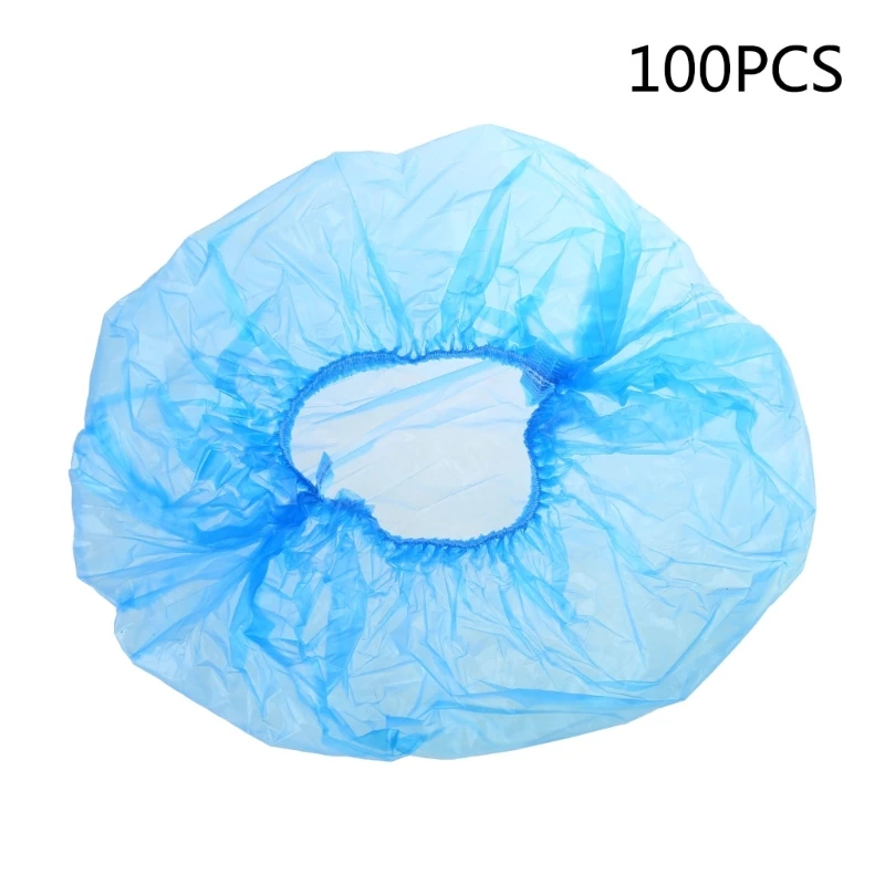 100pcs Waterproof Clear Bath Hat Hair Net Covers Bathing Hat Convenient and Delicate for Beauty Centers