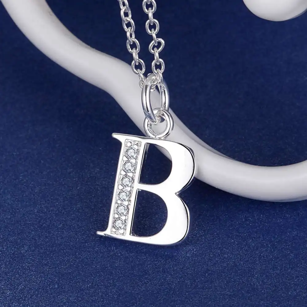 925 Sterling Silber 26 Buchstaben Halskette Anhänger für Damen Hochzeit Verlobung Schmuck Mode Klassiker Geschenk Party Hohe Qualität – Detail 2