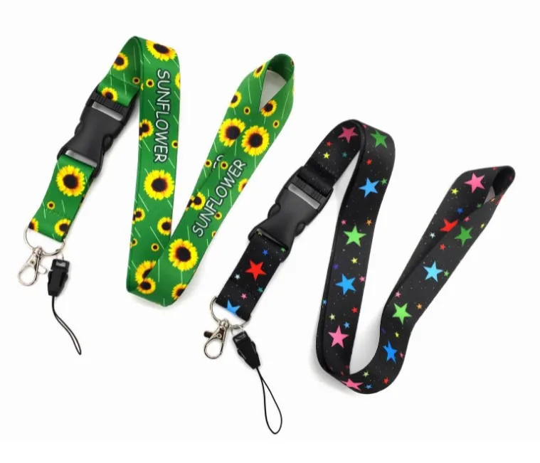 

Sunflower five-pointed star detachable Lanyard Keys Neck Strap ID Card Badge Holder Mobile Phone Hanging Rope Keyring Webbing