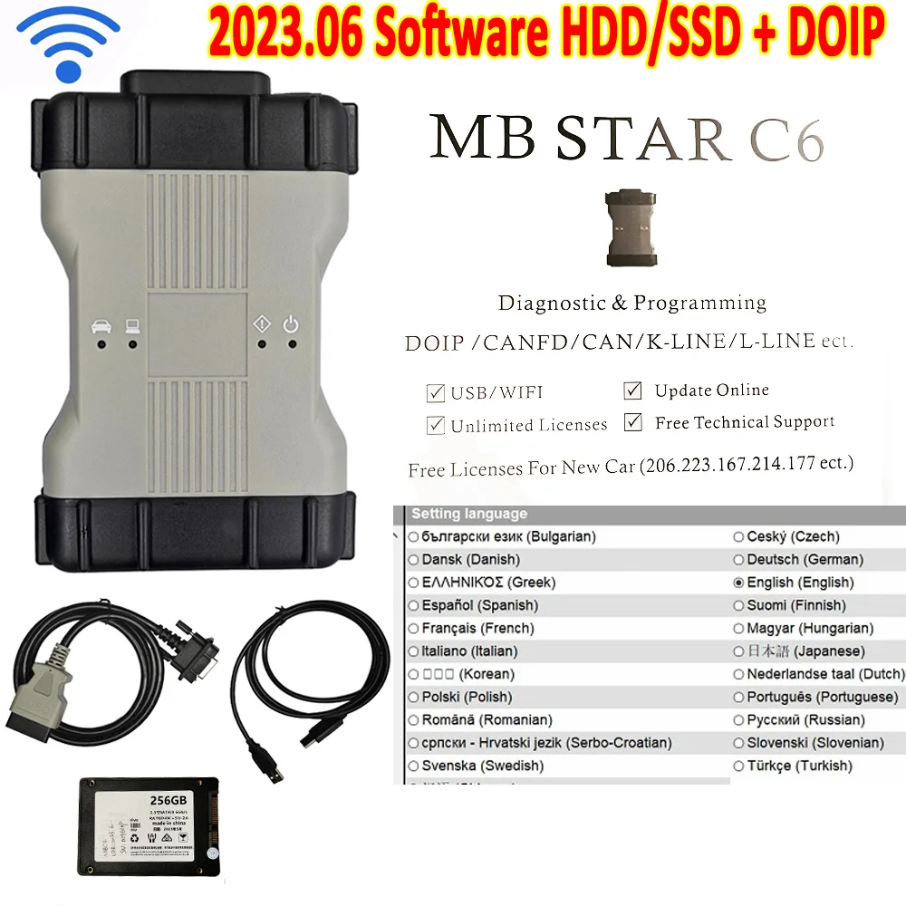 2024.03 Mb Star C6 DOIP Wifi Multiplexer With SSD and Free license Update Online C6 VCI Auto Programming Diagnostic Tool