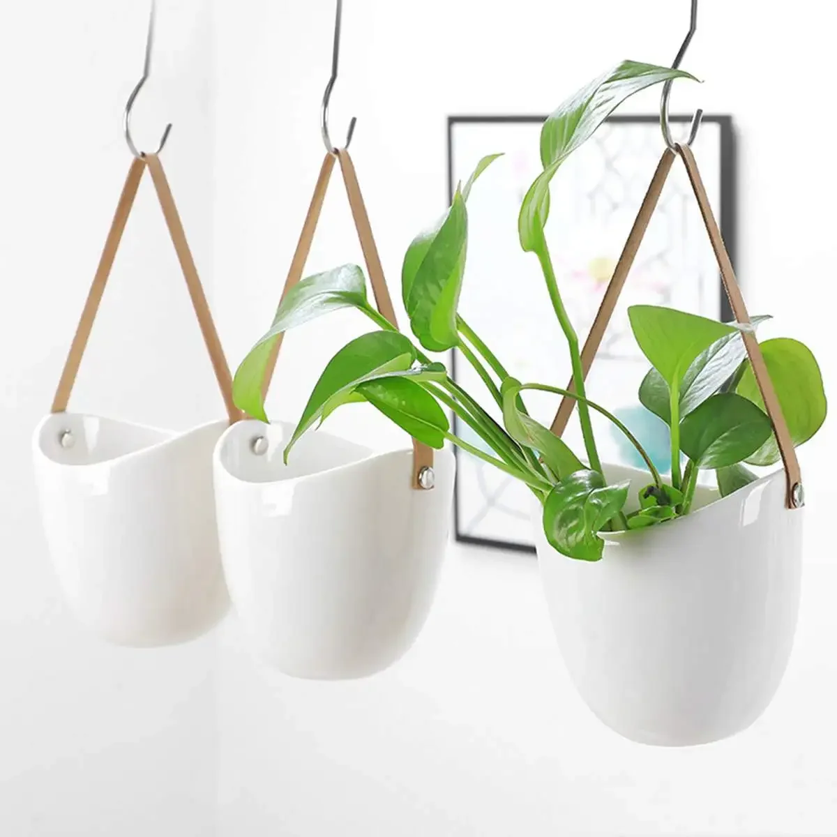 Scandinavian Style Ceramic Flower Pot Plant Decoration Frame Hanging Flower Stand Home Corridor Balcony Wall Hanging Flower Pot