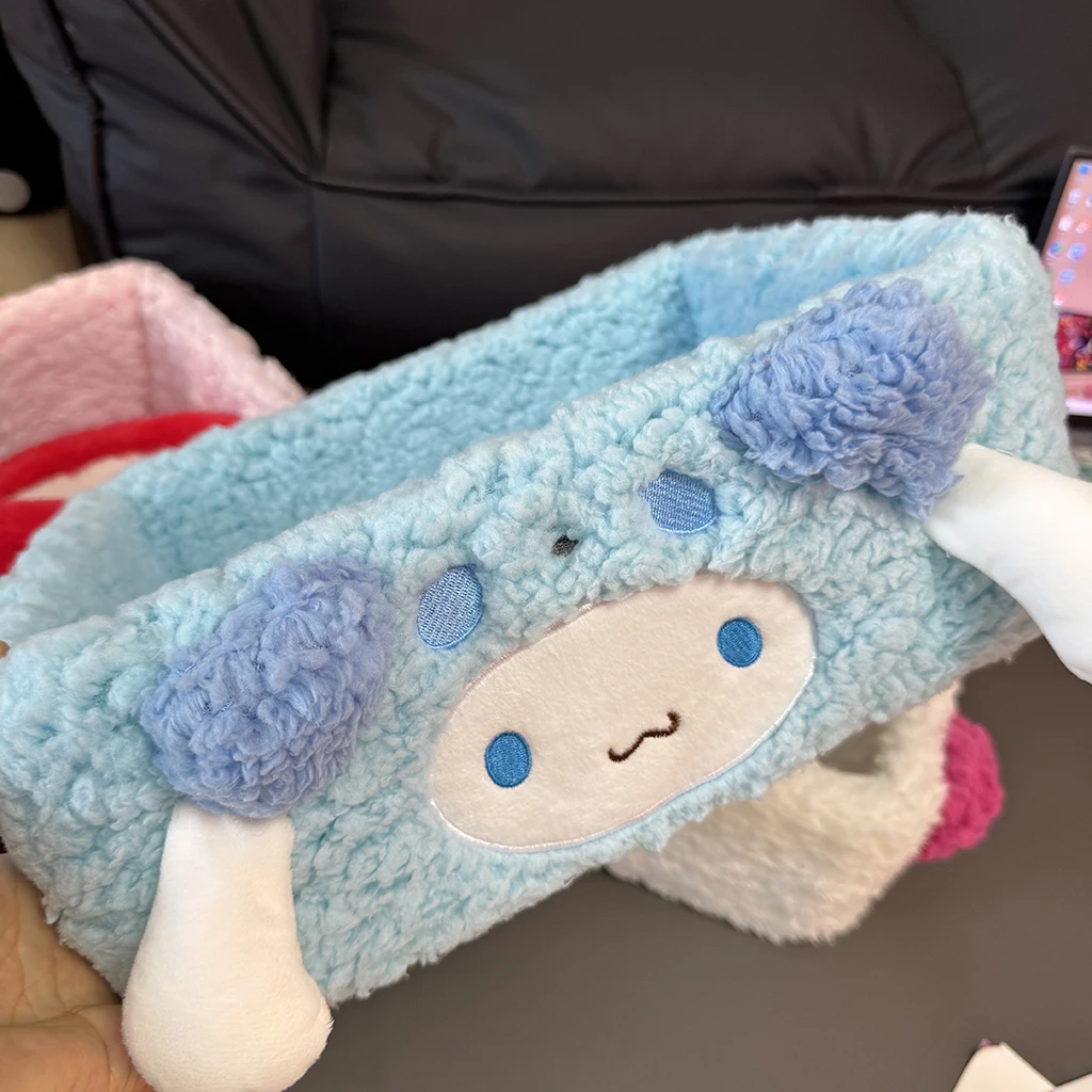 Sanrio Pochacco My Melody Kuromi plush storage box  desktop clutter sorting box office skincare storage and storage box Gift