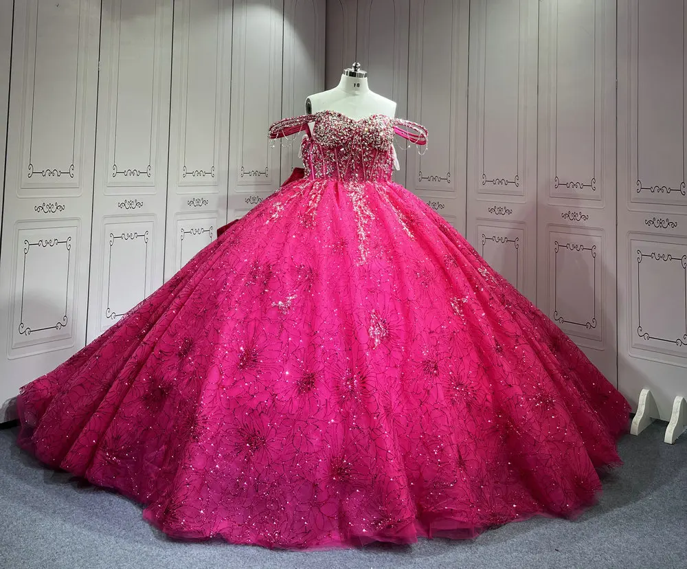 Mumuleo Fuchsia หวาน 16 ชุด PLUS ขนาด Quinceanera ชุดราคาไม่แพง Miss XV Vestidos De Quinceanera 15 Anos 2025 De Xv