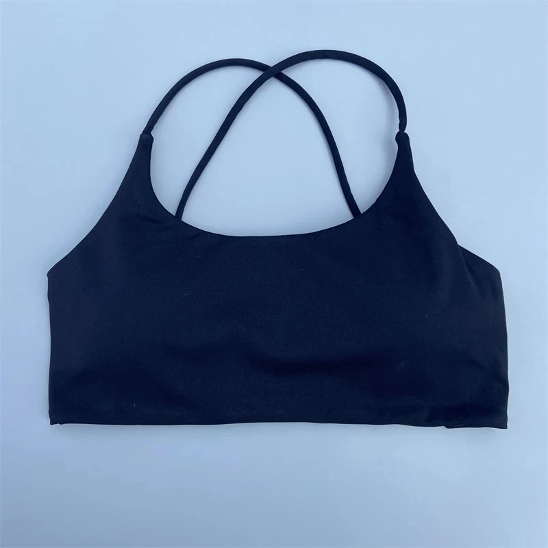 Sujetador de Fitness de Color sólido para mujer, Top deportivo suave y ajustado de alta resistencia, ropa interior de entrenamiento integral para