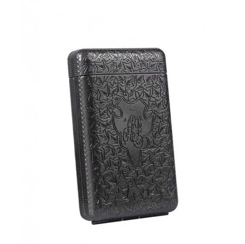 New 1PC Black Retro Hand Carved Metal 3-Open Cigarette Box Which Can Hold 14 Cigarettes