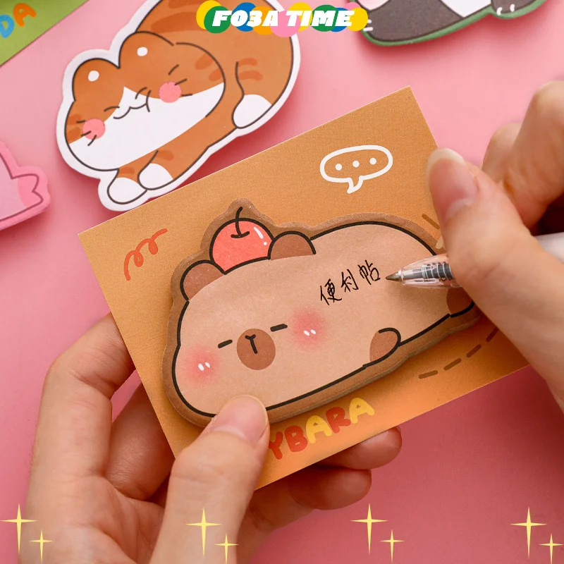 30 fogli Kawaii Cartoon Capibara Orso Animali Note adesive Lista delle cose da fare Planner Simpatiche note adesive autoadesive Materiale scolastico