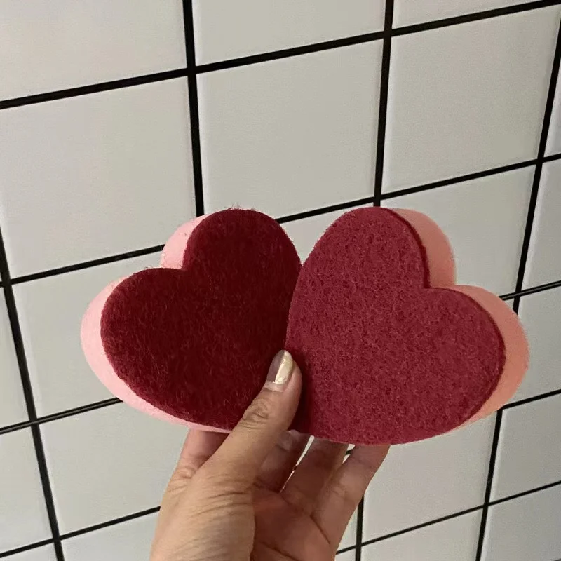 Pack of 6 heart sponge Heavy duty pad Strong decontamination dish towel Cute heart shape does not scratch kitchen accessories