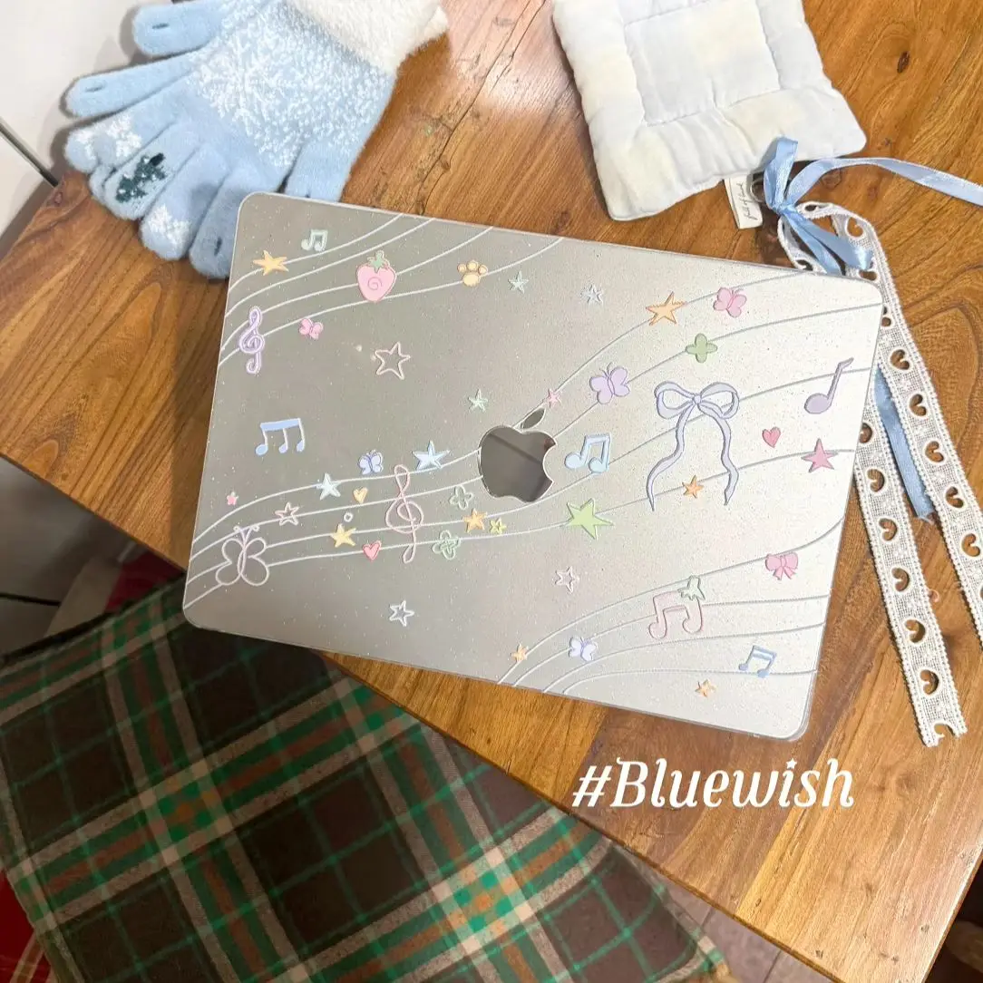 Glitter Music Notes Y2K GirlLaptop Cover For Macbook Air 13.6 M4 Neo A3404 2026 Air 15 M4 Chip Case Pro 14 13 M4 Pro 16 M3 M2 M1