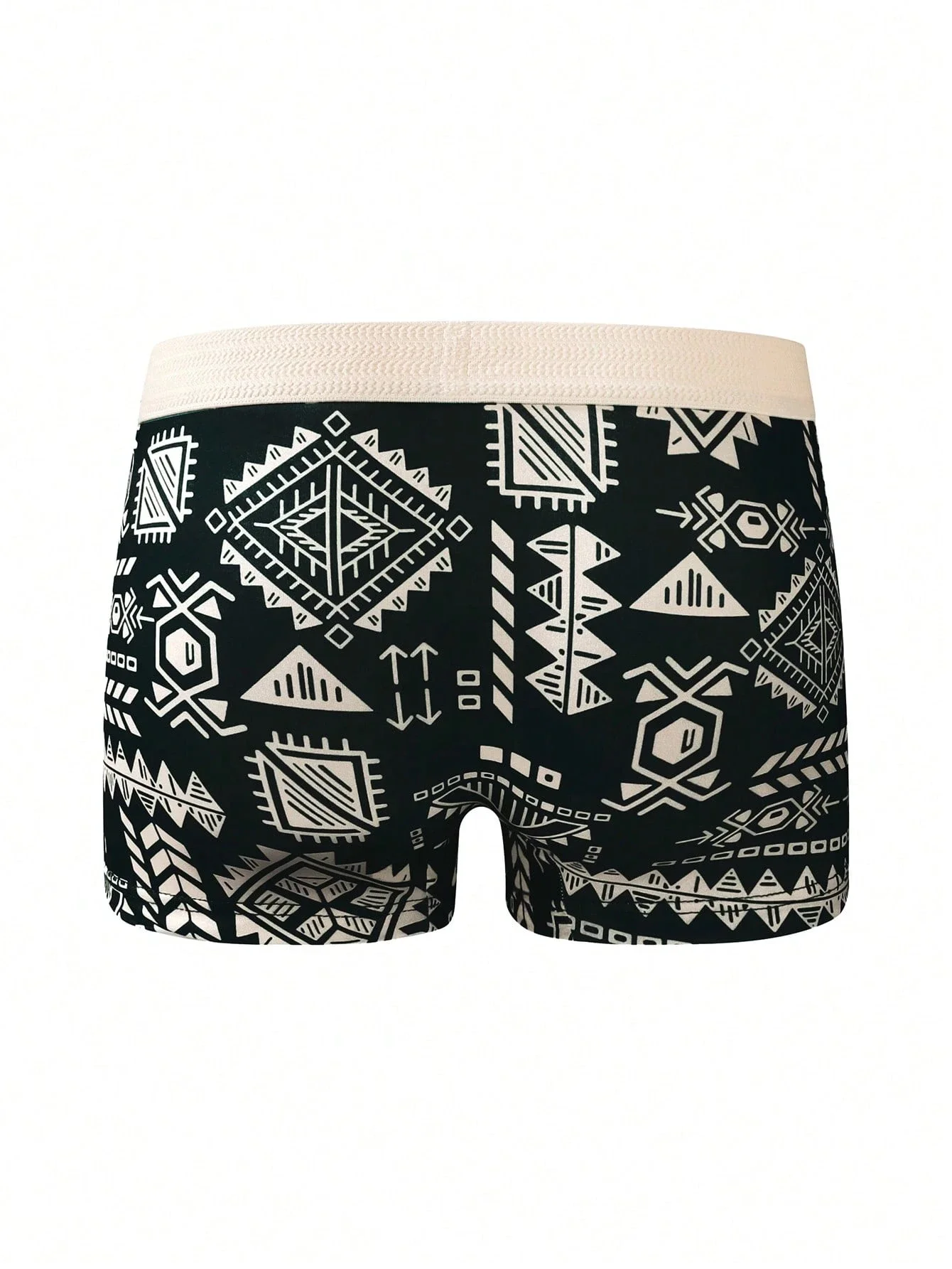 

Men's Sporty Knitted Boxer Shorts With Geometric Print Breathable Elastic Fabric