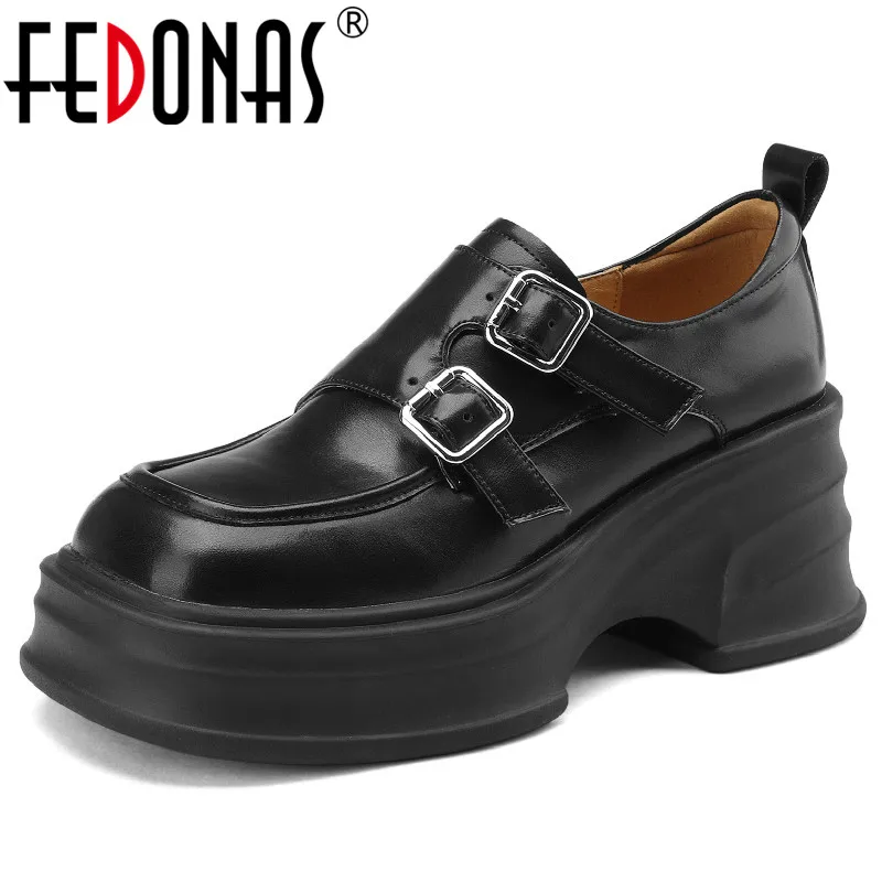 

FEDONAS Women Pumps Retro Classic Platforms Thick Heels Genuine Leather Working Casual Shoes Woman Spring Summer New Arrival