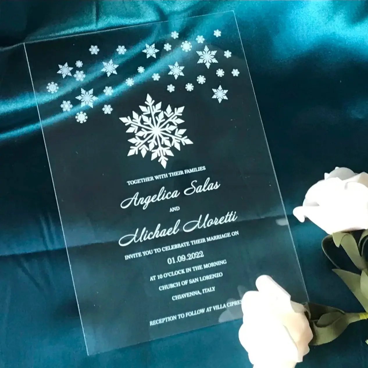 

Customized Acrylic Invitation Cards, Event Party Menu,Christmas Souvenirs Cards,Wedding Invitations, 10Pcs