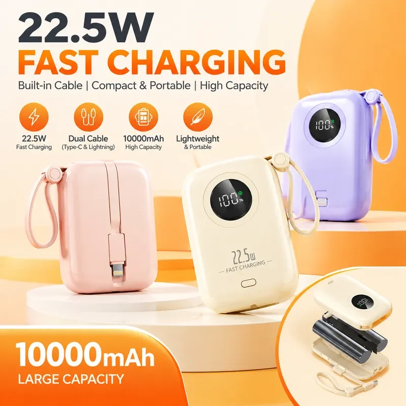 for 3C Certified 22.5W Super Fast Charging Power Bank  Compact Portable Mobile Power Supply