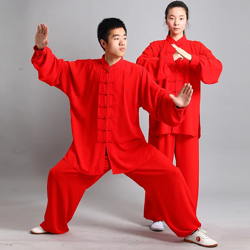 Tai Chi clothes men's  women's cottonsilk martial arts performance clothes Chinese stand-up collar long-sleeved practice clothes