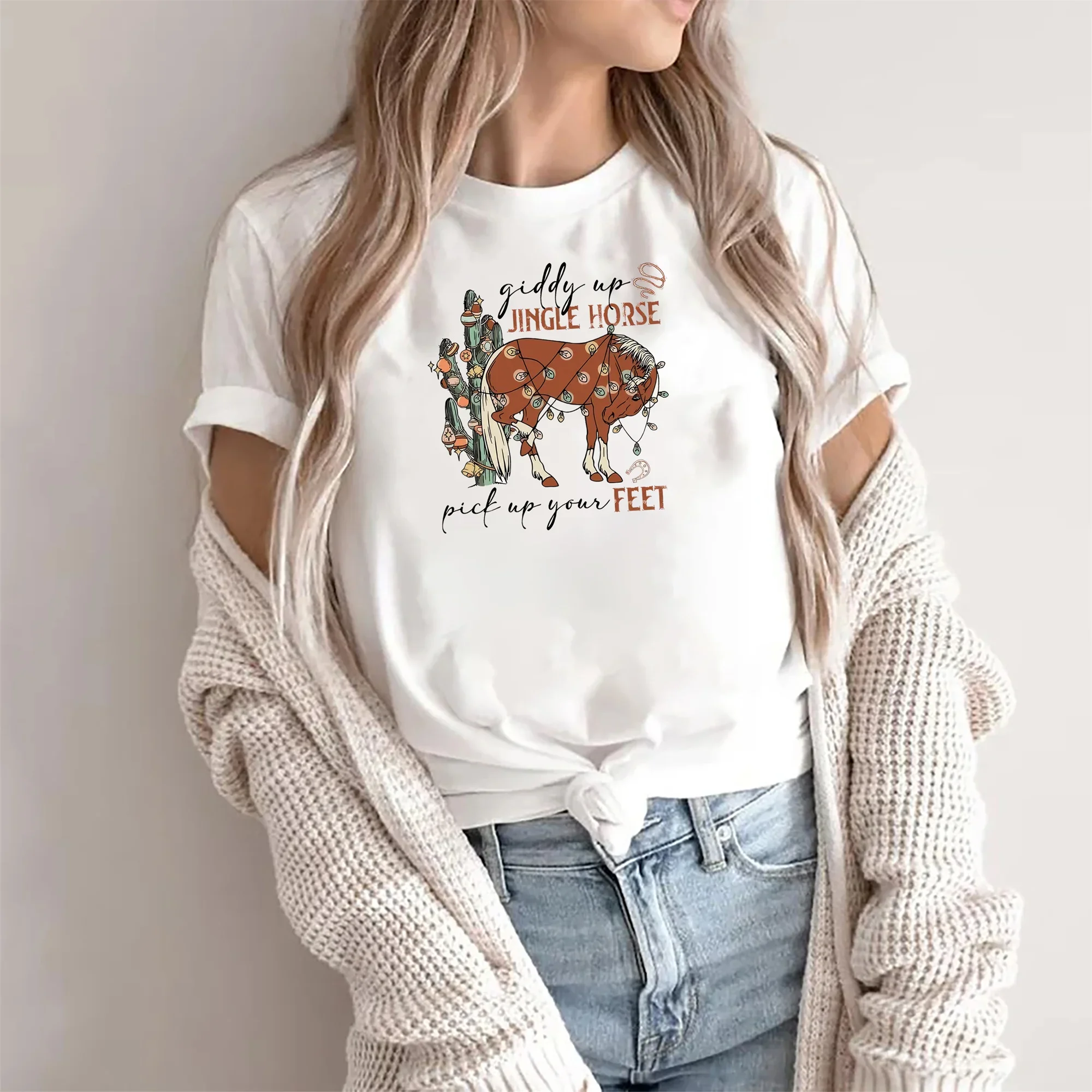 Cowboy Christmas crew neck shirt Giddy Up Jingle Horse Pick Up Your Feet Howdy Country Christmas top Christmas Christmas gift
