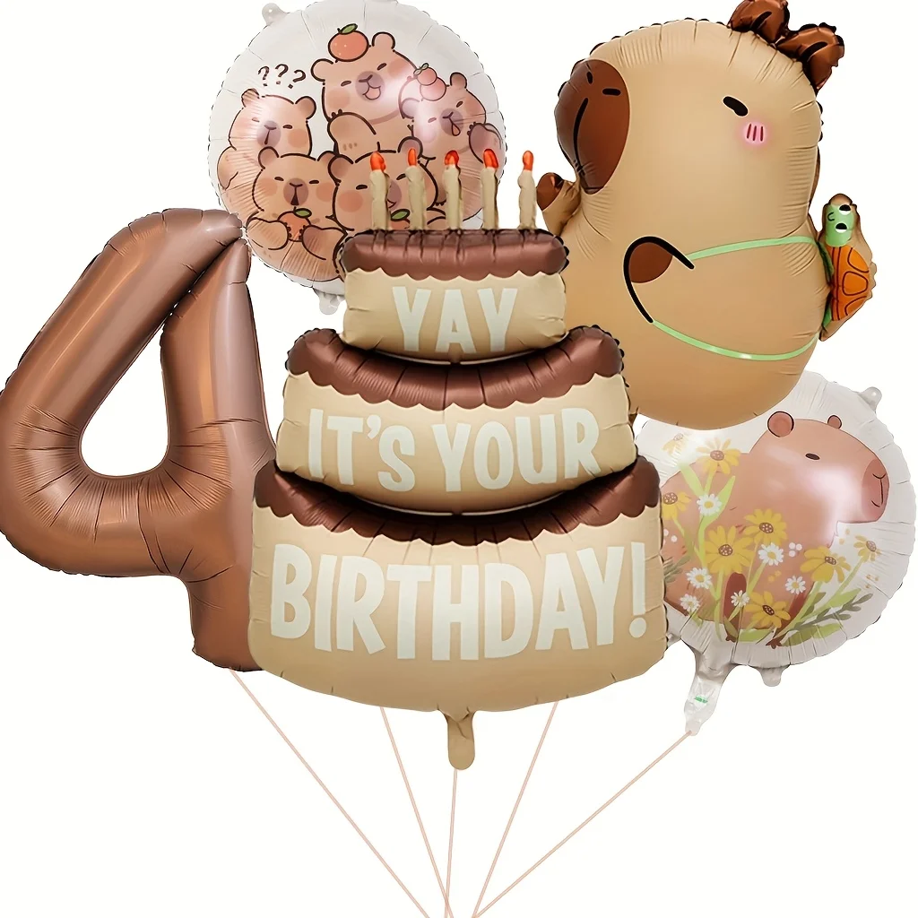 1 Set Cartoon-Tier Capybara-Thema Geburtstagstorten-Ballon-Banner Kinderparty-Dekorationen Zahlen-Folienballon Babyparty-Geschenke