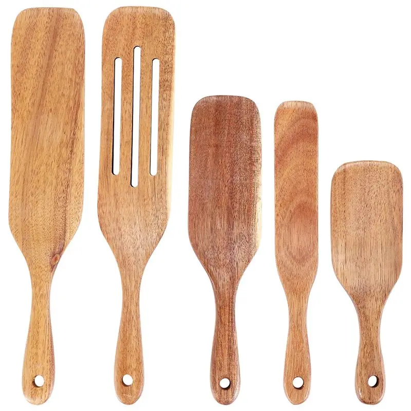 ABJO-Handmade Premium Wooden Spurtle Set Spurtles Kitchen Tools Heat Resistant Non Stick Scottish Spurtle Set Spatula