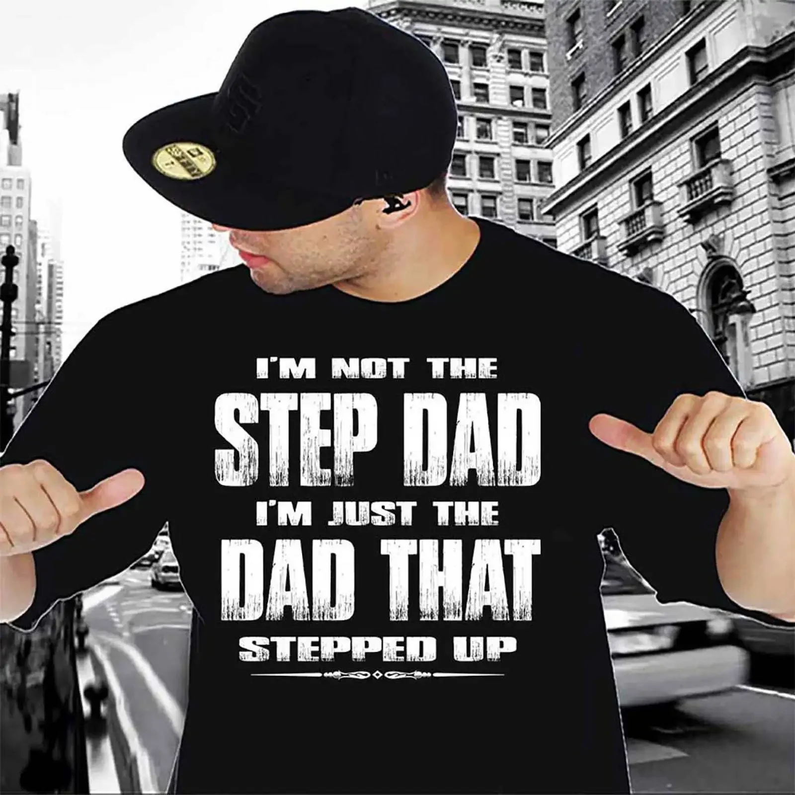 Stepdad Stepped Up T Shirt Father's Day  vintage Washed Unisex streetwear graphic Soft Slightly Comfortable