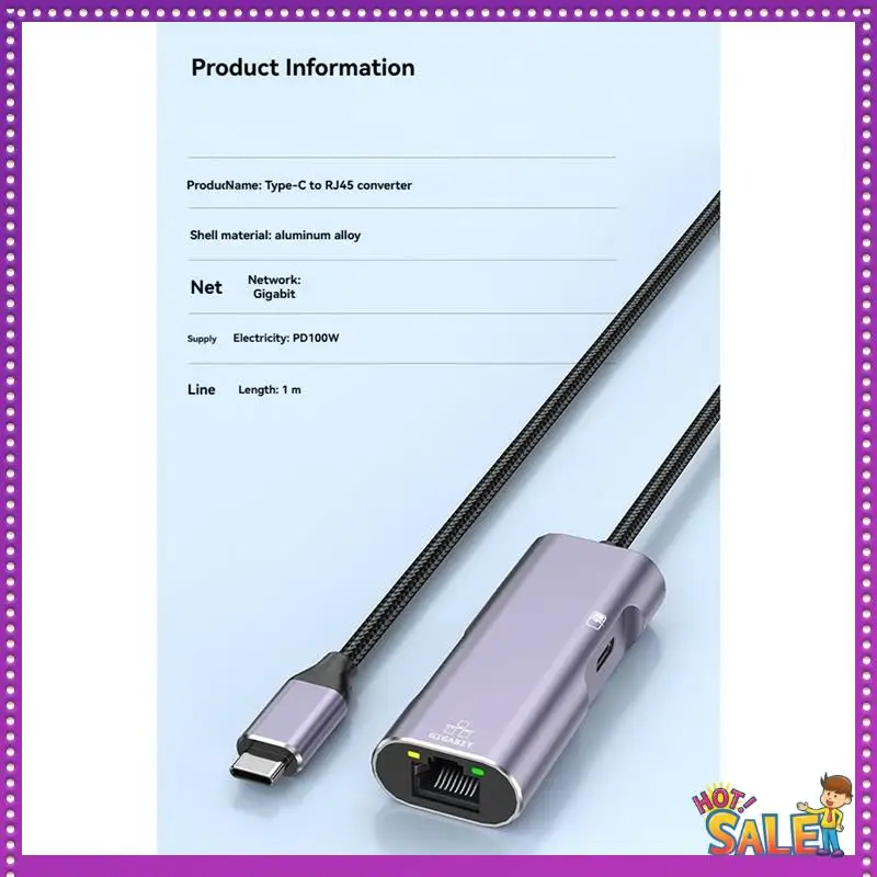 AA87 PD32 Typec-기가비트 네트워크 카드 화웨이 라이브 방송용 충전 기능이 있는 휴대폰 네트워크 케이블 변환기